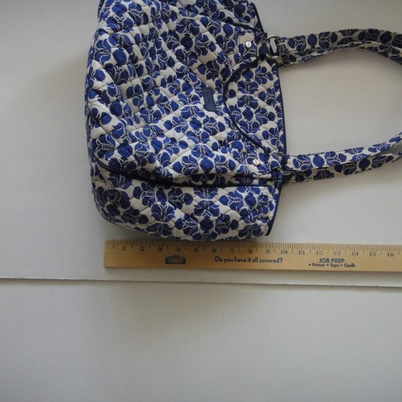 VERA BRADLEY Glenna Shoulder Bag Tote COBALT TILE Zipper Top Blue White Purse - Picture 13 of 15